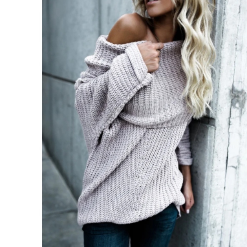 GABBY Off Shoulder Ribbed Knit Sweater